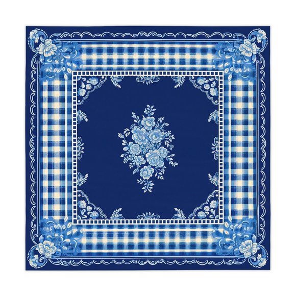 Blue White Tablecloth | Floral table cloth | Rectangle Square or Round Fit  gift - Picture 3 of 5